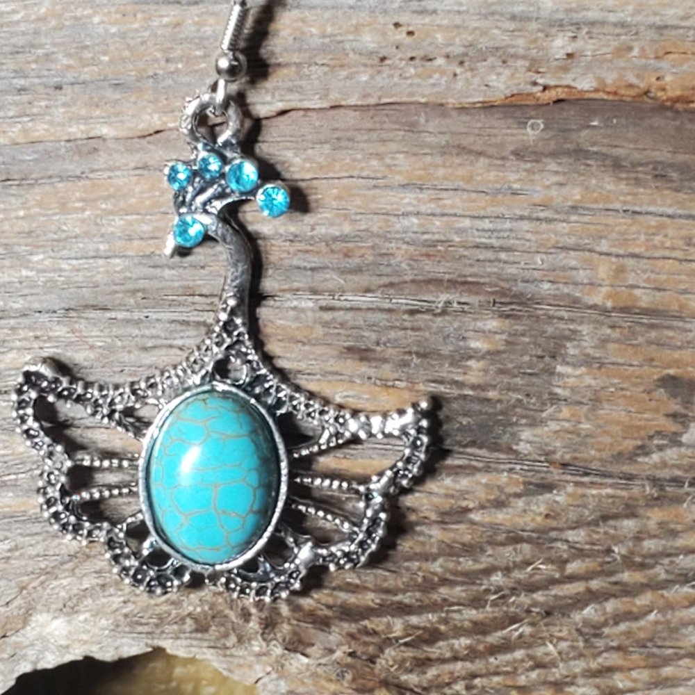 Gianna - Genuine Turquoise and Sterling Silver Earrings - Picture 5 of 8